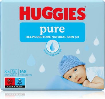 Huggies Pure niisutatud salvrätikud 3x56 tk, pakk